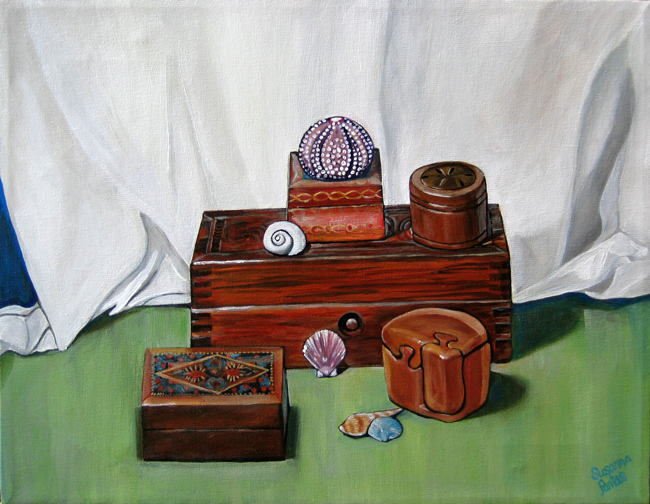Wooden Boxes with Anemone by Susanna Pantas